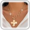 Kprusoian Collana da donna con ciondolo a forma di croce grande, placcata in oro 14 carati, collana a catena spessa, stile vintage, con chiusura a levetta, gioiello alla moda, Chain 17.7in, Zinco