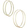 Bling Jewelry Set di due orecchini a cerchio senza tempo minimalisti continui leggeri semplici sottili da 2 mm in ottone placcato oro giallo per donne e adolescenti con finitura lucida diametro 2 pollici e 2,75