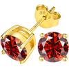 PAKORIO Orecchini a lobo PAKORIO moissanite fantasia colorata 0.2-4CT VVS1, argento sterling 925 placcato oro 14K, 4 punte, ipoallergenici pelli sensibili(Rubino,4ct)