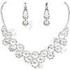 Treasure Bay Elegante set di gioielli con collana e orecchini in cristallo trasparente, esclusivo design da sposa, BA1524TB, Argento, Cristallo