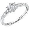 Anellissimo Anello Fiore Donna Argento 925 con zirconi Bianchi -
