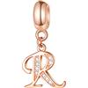 GLOWDAS Oro rosa Lettera R Charms, iniziale R Alfabeto Beads si adatta Pandora DIY Bracciali -925 Sterling Silver Letra Dangle CZ Birthstone Collana Pendente, per la pensione/nonno/nonna regali