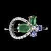 GemsPorium 925 Anello Argento Sterling Ovale Smeraldo 6x4mm Tanzanite Naturale Gemma Size 8