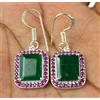 Verde Naturale Smeraldo E Zirconia Cubica Rosso Moda Orecchini Donna -IN-53