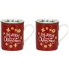 THUN - Mug rossa in porcellana Sorprese di Natale (Confezione da 2)