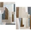 DRW Quadro tela astratta dipinta a mano in bianco beige e marrone 80 x 3 x 120 cm