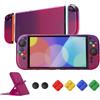 PlayVital Cover per Nintendo Switch 2 Custodia Rigida Dockable Protettiva Antigraffio, Copri Analogici/Tasti per Joycon, Supporto Pieghevole Accessori per Switch 2 Console, Trasparente Viola Rosa