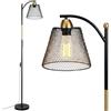OUSFOT Lampada da Terra E27 Portalampada 230V, Industriale Piantana 40W, Nero e Oro, Adatto per Uffici, Soggiorni e Camere da Letto (Senza lampadina)