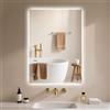 Archaluxe Specchio da bagno con luce a LED: 50 x 60 cm, specchio intelligente illuminato da parete con sensore touch, dimmerabile in 3 colori, funzione memoria, IP44 LED-specchio da bagno orizzontale