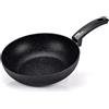MONETA Wok Antiaderente 28 cm Etnea Evolution, Wok Induzione in Alluminio Forgiato, Padella Wok con Rivestimento Effetto Pietra Artech Stone Ultra - Made in Italy