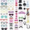 XDGBGFN Set di 58 accessori per foto, baffi, labbra, occhiali da vista, cravatta, baffi, feste, foto, booth, accessori di scena, decorazione per matrimoni, compleanni, carnevale, feste