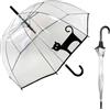 Le Monde du Parapluie - Ombrello a campana trasparente automatico - antivento - 8 stecche in fibra di vetro - solido - gatto nero