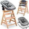 hauck Seggiolone Alpha+ Newborn Set Highchair Bouncer 3in1 - Sediolone Pappa Bimbi in Legno Da 0 Mesi Con Sdraietta Neonati Dondolo e Cuscino - (Naturale)