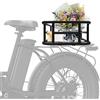 TTISJHK Cestino posteriore per bicicletta 34 x 30 x 15 cm, nero con rete cargo, robusto cestino portapacchi in ferro, 16 fori di fissaggio, portata 15 kg, cestino posteriore per MTB, bici da corsa e borse