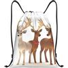 Generic Zaino con Coulisse 3 Deer Drawstring Backpack Impermeabile Sacchetta Sportiva Pieghevole Sportiva Zainetto per Viaggi Scuola Vacanze