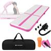 ECD Germany Tappetino Ginnastica Gonfiabile Airtrack 3m, Rosa, Spessore 10 cm, Materassino per Tumbling, Tappeto Fitness Palestra, Yoga e Pilates, Materasso Allenamento con Borsa e Pompa Elettrica