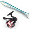 BEAZOOM Canna da pesca telescopica a forma di pesce, 1,6 m, in fibra di carbonio, per mini penna, portatile, tascabile, mulinello da lancio, set TravelBlueRod solo