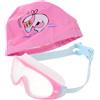 Luxshiny Set Occhialini da Nuoto e Cuffia Piscina e Ragazze Design Cartoon, Cappello Regolabile in Gomma e Pc, Confortevole e Resistente All'acqua