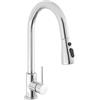VALAZ Rubinetto Lavello Cucina con Doccetta Estraibile Cromo | Miscelatore Cucina Monocomando | Alta Pressione, Risparmio idrico, 360°, Installazione Veloce | Ottone, Acciaio Inox, Serie Eco Parana