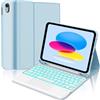 FOGARI Cover con Touchpad Tastiera per iPad A16 11/10 Generazione 2025/2022, Italiano QWERTY Rimovibile Retroilluminate Wireless Tastiera e Per Custodia iPad 11/10 Gen 11/10.9 pollici, Azzurro