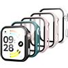 Samlior 5 Pezzi Cover con Vetro Temperato per Xiaomi Redmi Watch 6, PC Rigido Custodia con HD Proteggi Schermo Compatibile con Redmi Watch 6