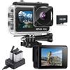 Nvgfelis Dual Screen Action Cam FHD 1080P, fotocamera subacquea impermeabile fino a 40 m, action camera con 2 batterie ricaricabili da 1050 mAh e set di accessori