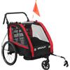 AIYAPLAY Rimorchio Bici per Bambini 2 in 1, Passeggino Bici 2 Posti con Manubrio Regolabile, Freno a Mano e Cintura di Sicurezza, Rosso | Aosom Italy