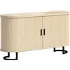 HOMCOM Credenza da Soggiorno, Mobile Contenitore Ovale con 2 Porte Scorrevoli e Ripiani Regolabili, 140x40x75 cm, Legno Naturale | Aosom Italy
