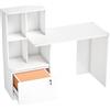 HOMCOM Scrivania per Computer con Libreria, 4 Scomparti e Cassetto con Serratura, 126x50x109 cm, Effetto Legno Bianco | Aosom Italy