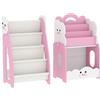 AIYAPLAY Libreria Bambini 3-in-1 con 4 Scomparti e 3 Ripiani, Comodino per Cameretta, Rosa | Aosom Italy
