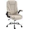 HOMCOM Poltrona da Ufficio, Sedia da Ufficio Ergonomica, Altezza Regolabile, Braccioli Reclinabili, 70x70x114-122 cm, Beige | Aosom Italy
