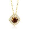 PAKORIO Collana pendente moissanite halo quadrata elegante donna, 1ct VVS1, placcata oro 14K, ipoallergenica, catena regolabile 40-45cm, anti-ossidazione, regalo(Marrone)