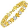 RIZILIA SPECTRUM - Braccialetto tennis classico placcato oro 14 da 6 mm, con zirconia cubica taglio a pera [imitazione citrino giallo], bracciale da donna, misura 17,8 cm, gioiello regalo per donne,