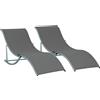 Set 2 Sdraio Da Giardino Pieghevoli, Lettino Prendisole In Alluminio E Textilene, 61x165x63 cm