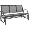 Panchina A Dondolo Da Giardino A 3 Posti In Metallo E Tessuto A Rete Traspirante, 147x70x85cm, Grigio