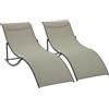 Set 2 Sdraio Da Giardino Pieghevoli, Lettino Prendisole In Alluminio E Textilene, 61x165x63cm