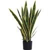 Sanseveria Artificiale Pianta Finta Realistica Con Vaso, Ø15cm X 80cm, Verde E Giallo