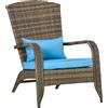 Sedia Da Giardino Adironrack Con Braccioli, In Rattan E Acciaio, 64x80x90 Cm, Marrone E Blu