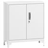 Mobile Da Ufficio Portadocumenti Con 3 Ripiani, 2 Ante E Chiavi, 80x35x91 Cm, Bianco
