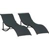 Set 2 Sdraio Da Giardino Pieghevoli, Lettino Prendisole In Alluminio E Textilene, 61x165x63cm
