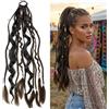 Bafiwu Dreadlocks Extension con elastico per capelli, lunghezza 61 cm, boho dreadlock con perle, coda di cavallo istantanea da donna (nero)