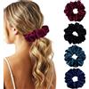 FAYAHAR 4 Pezzi Elastici per Capelli in Velluto, 4 Colori Elastico per Capelli Scrunchie in Velluto, Elastiche, Morbidi, per Lunghi Ricci Sottili Spessi Ragazze (B)