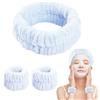 Bighan 3 Pezzi Fasce per Lavaggio di Viso, Fasce di Testa per Lavaggio di Viso Trucco e Braccialetto da Polso, per Bagno Yoga, Skincare Bande, per Spa Trucco, Blu