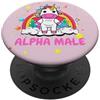 Cute Alpha Male Unicorn Rainbow Stars Fu Alpha Maschio Unicorno Arcobaleno e Stelle Divertente Strano Y2K Umorismo PopSockets PopGrip Adesivo