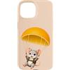 namo-Tee Custodia per iPhone 15 Simpatico topolino con paracadute arancione - motivo animale fruttato
