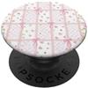 Coquette Aesthetic Pink Flowers Gingham Fiocchi rosa pastello con fiori floreali a scacchi PopSockets PopGrip Adesivo
