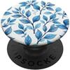 Floral Aesthetic Flower Botanical Gifts Blu Acquerello Foglie Motivo A Foglie Crema Bianco PopSockets PopGrip Adesivo