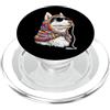 Vintage Retro Knitting Cute Lover Women Siberian Husky Dog Granny - Filato quadrato per uncinetto PopSockets PopGrip per MagSafe