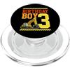 Matching Aesthetic Birthday Boy Merch Co Tema del bulldozer del camion della costruzione del ragazzo di compleanno di 3 anni PopSockets PopGrip per MagSafe