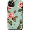 Floral Aesthetic Flower Botanical Gifts Custodia per iPhone 11 Pro Max Rose rosa vintage fiori floreali verde menta